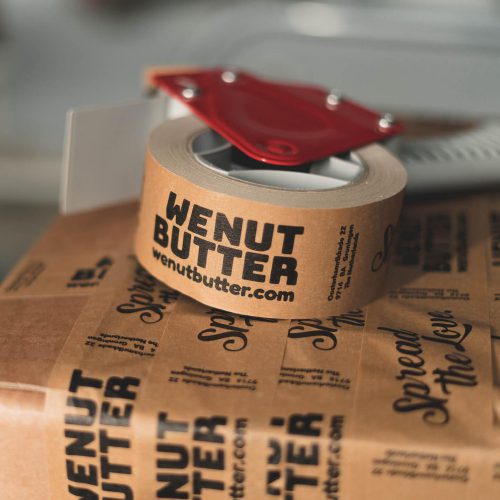WEnutbutter branded tape photographed at an angle